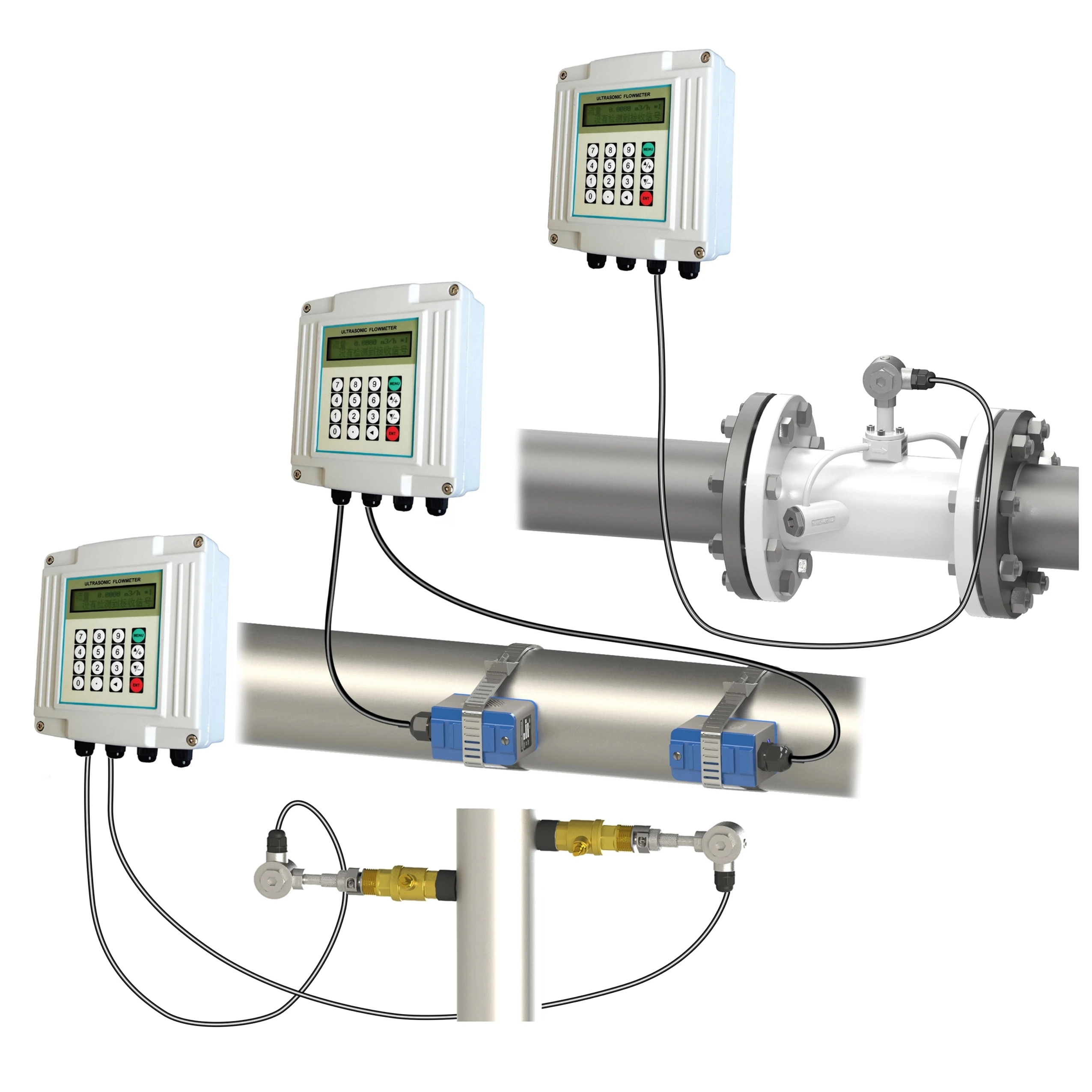 Low Price Wall Mounted Ultrasonic Water Flowmeter TUF-2000SW Clamp On Ultrasonic Flow Meter