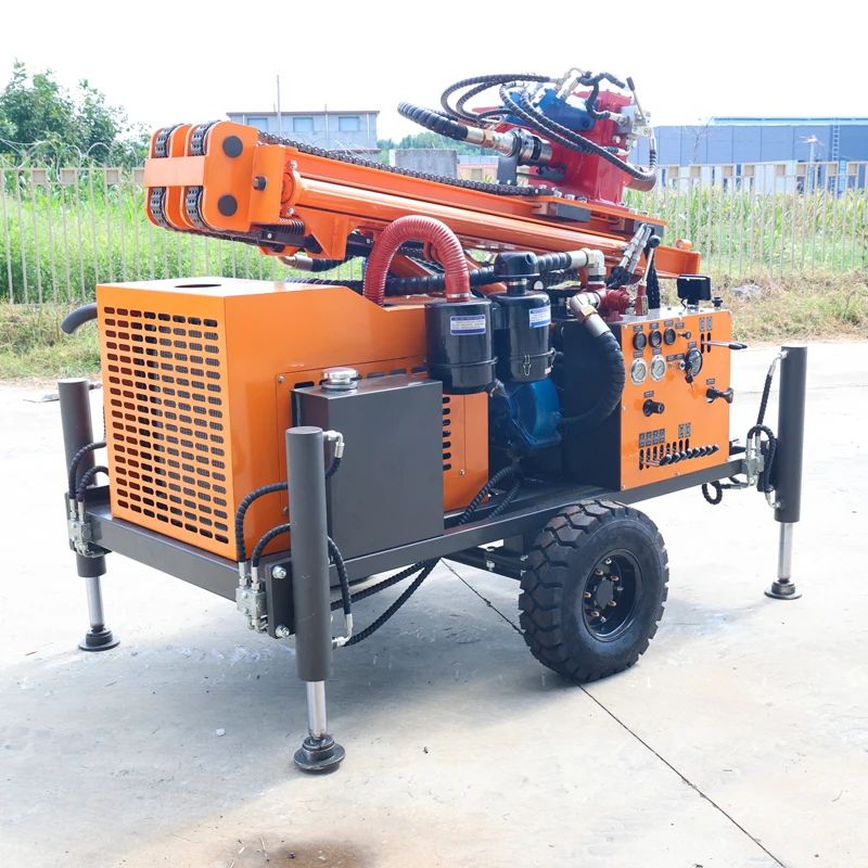 Customized Water Borehole Drilling Rig Diesel Powered 200 Meters Deep Full Hydraulic Drive High Working Efficiency Wheel Mounted