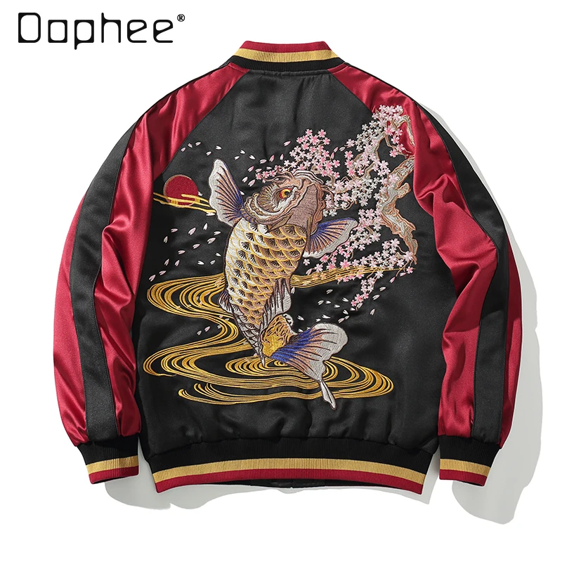 

American Retro Punk Style Jacket Trendy Fashion Patchwork Loose Casual Coat Spring Autumn Street Personality Baseball Jacket