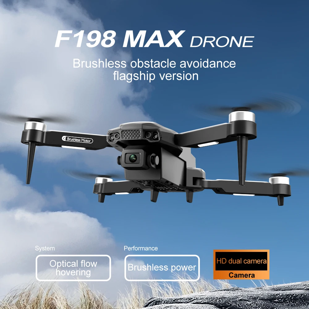 F198 New Drone RC Drone 4K Professinal With 1080P Wide Angle Dual HD Camera Foldable RC Helicopter WIFI FPV Height Hold