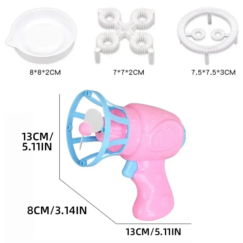 Pistola de bolhas de sabão, soprador automático elétrico portátil em forma de arma com ventilador, brinquedos soprando para meninos, presente de natal