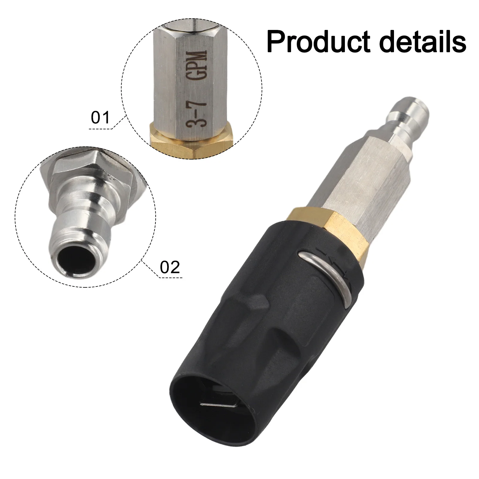 /Adjustable /Soft /Wash Nozzle 0-60 Degree Stainless Steel Downstream Sprayer For Pressure Washer Safe Cleaning Up To 50 Feet