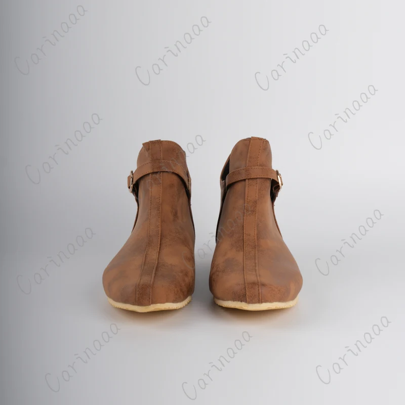 Zapatos de caballero vikingo Medieval renacentista para hombre, botas de cuero con hebilla marrón Vintage, zapatos planos cortos, disfraz de pirata de Cosplay