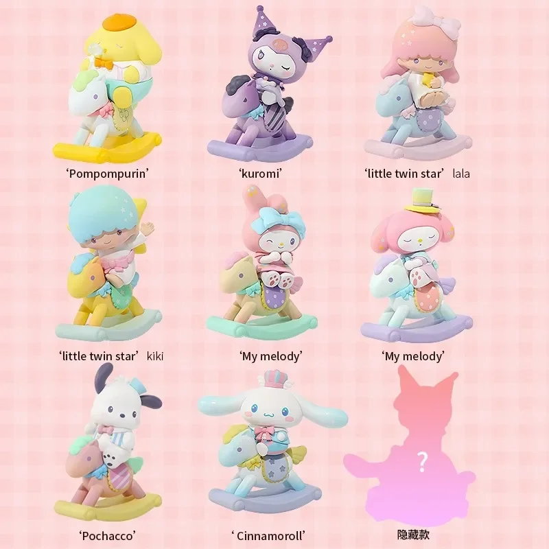 Sanrio Childishness Rocking Horse Series Blind Box Toys Melody Kuromi Pochacco Cinnamoroll Figurka akcji Tajemnicze prezenty