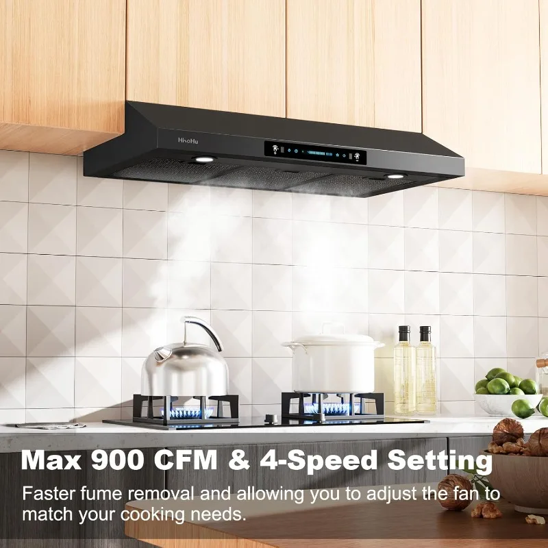 36 Inch Under Cabinet Range Hood with 900-CFM,4 Speed Gesture Sensing&Touch Control Panel,Stainless Steel Kitchen Vent