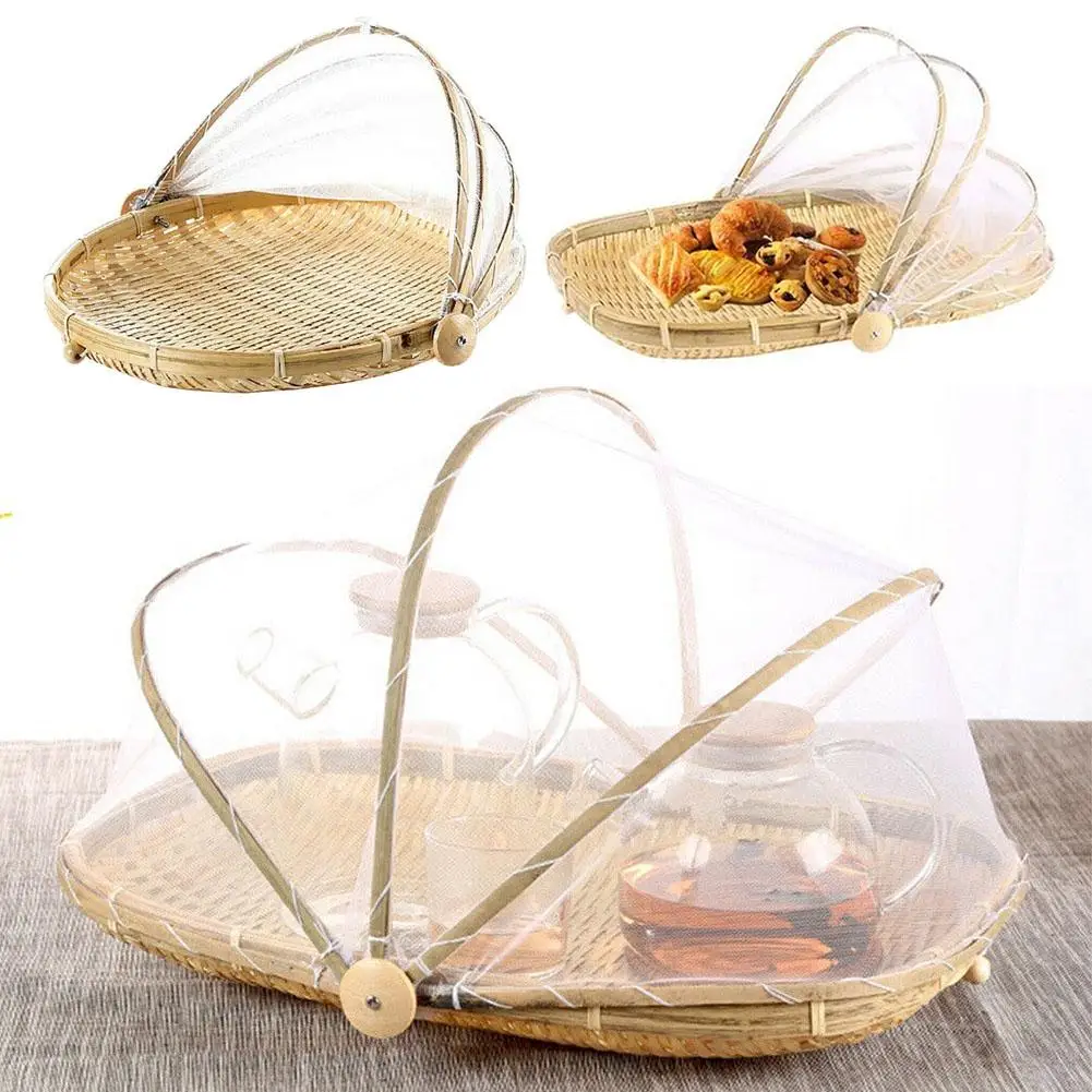 Camping Picnic Basket with Cover Large Capacity Multifunctional Hand-Woven Storage Basket Food Container Outdoor Supplies