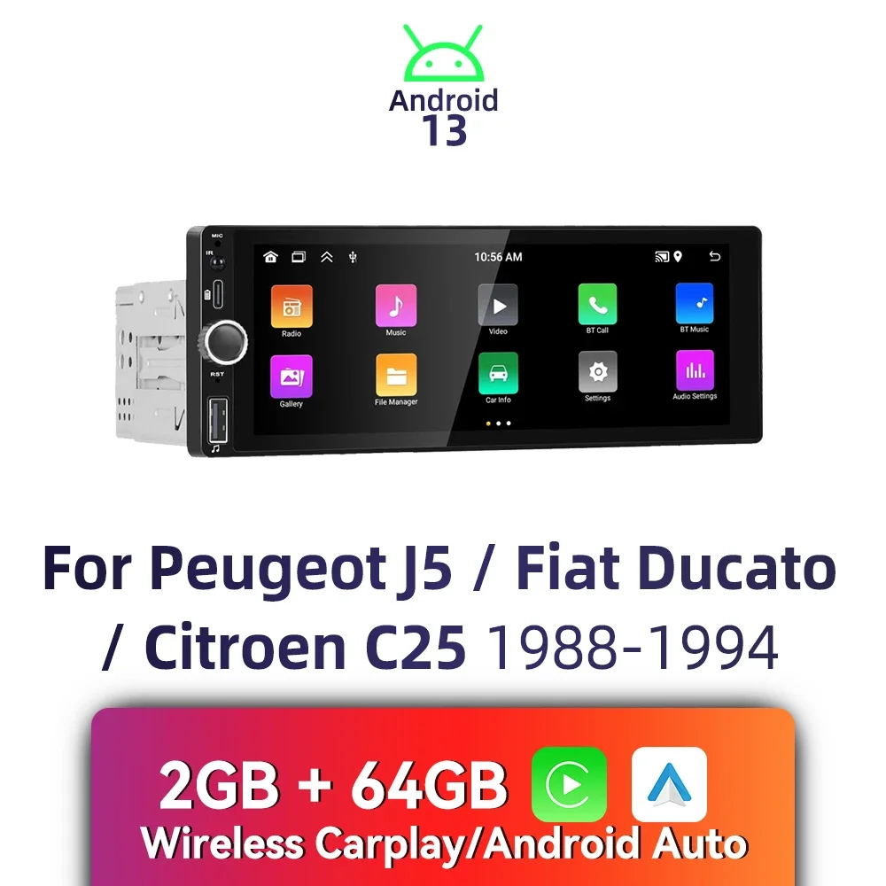 

Carplay Android Auto 1 Din радио Android автомобильный мультимедиа для Peugeot J5 Fiat Ducato Citroen C25 1988-1994 6,86 "стерео головное устройство