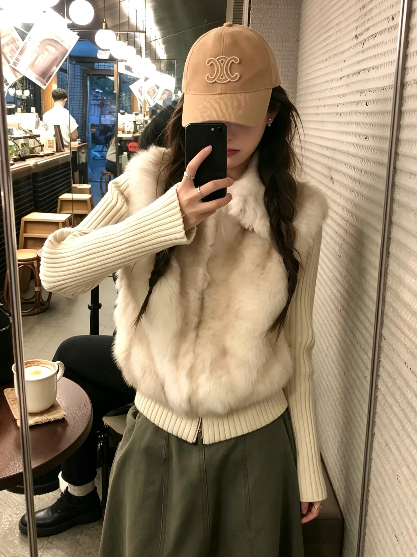 Thickened Winter Jacket Women's Korean Style Cotton Coat with Knitted Sleeve Fur Removable Vest Environmental Protection