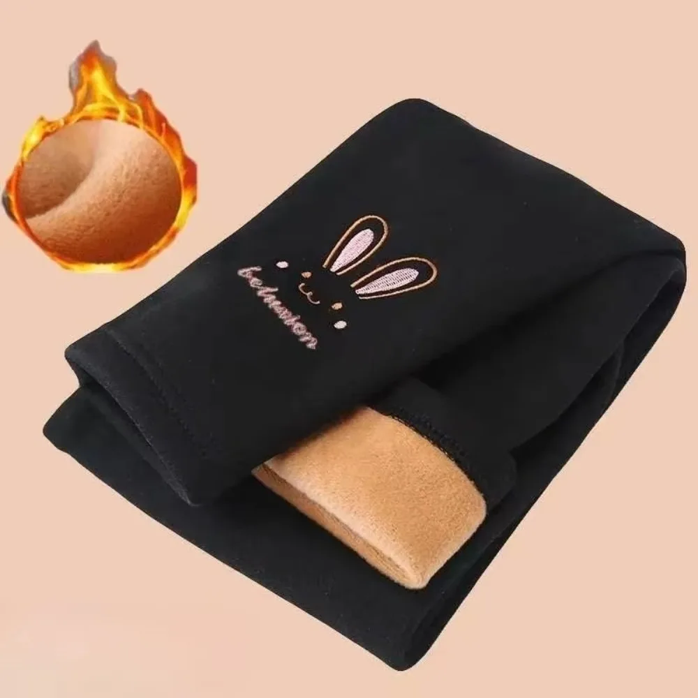 Autumn Winter Kids Leggings Cashmere-Style Soft Warm Cartoon Leggings Comfortable Elastic Waist Baby Girl Pants
