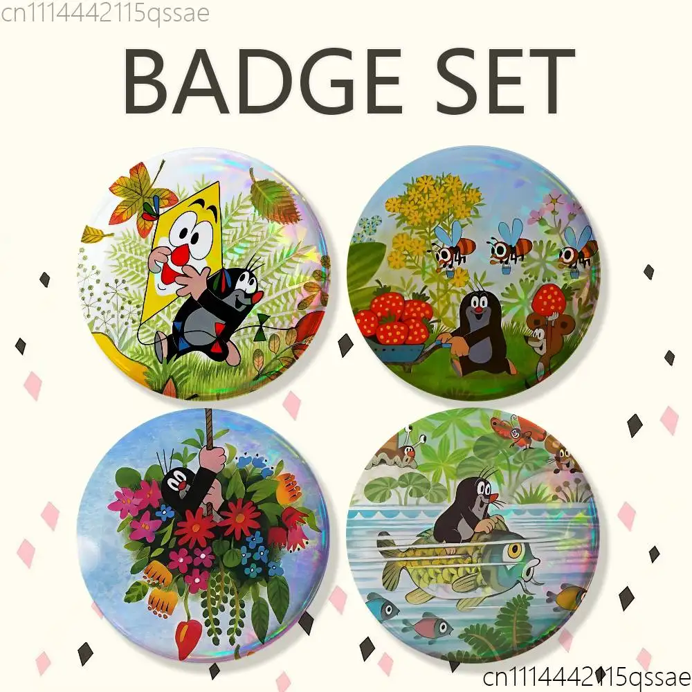 Cartoon L-Little M-Mole 25/32/44/58/75mm Badges Bright Printed Icon Gift For Friends Badge Collar Brooch Lapel Pin Metal