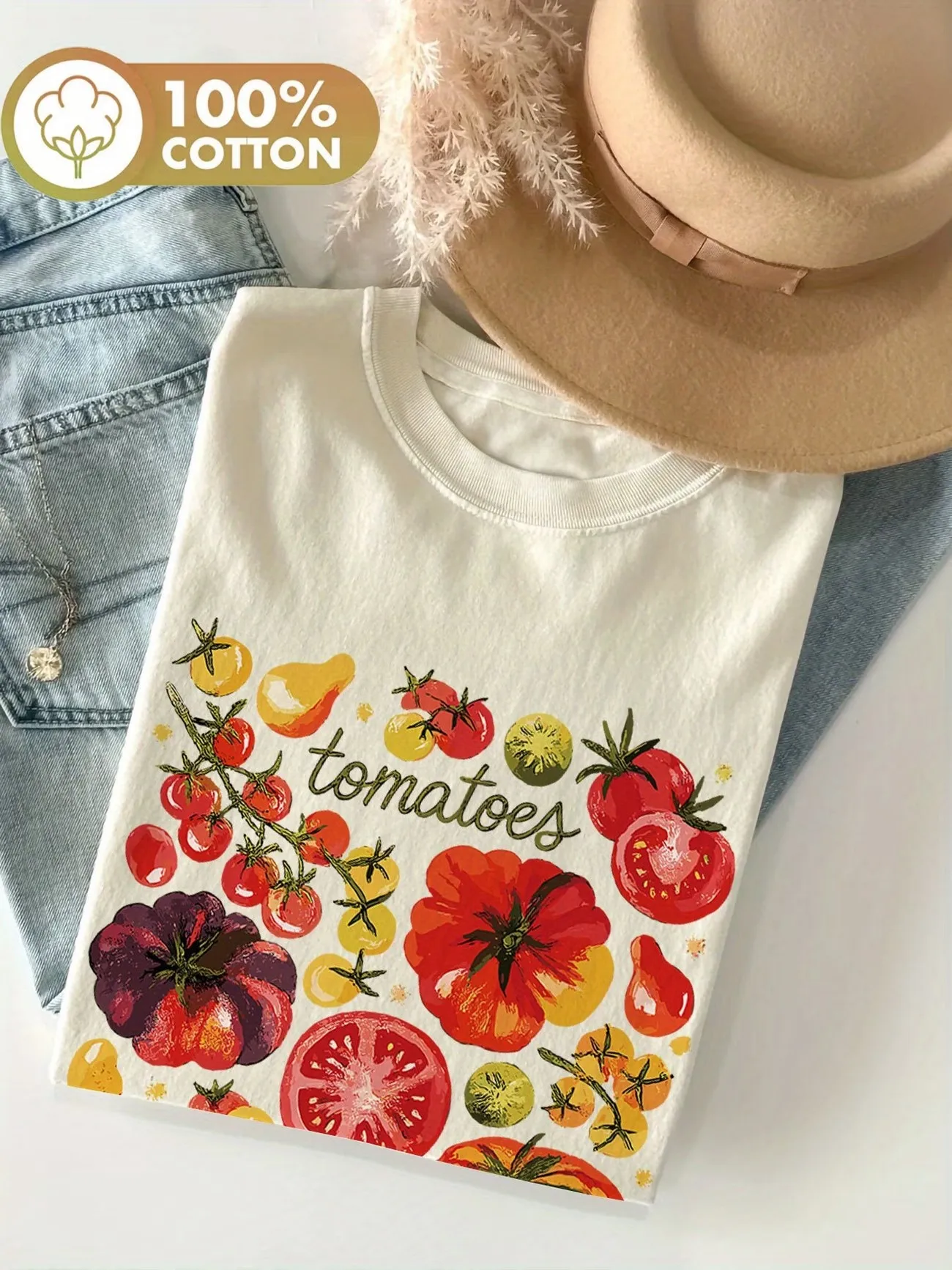 Streetwear 100% Cotton Y2k Fruit Tomato Print T-Shirts Female T Shirts Egirl Korean Fashion Graphic Tees Tops Women Clothing
