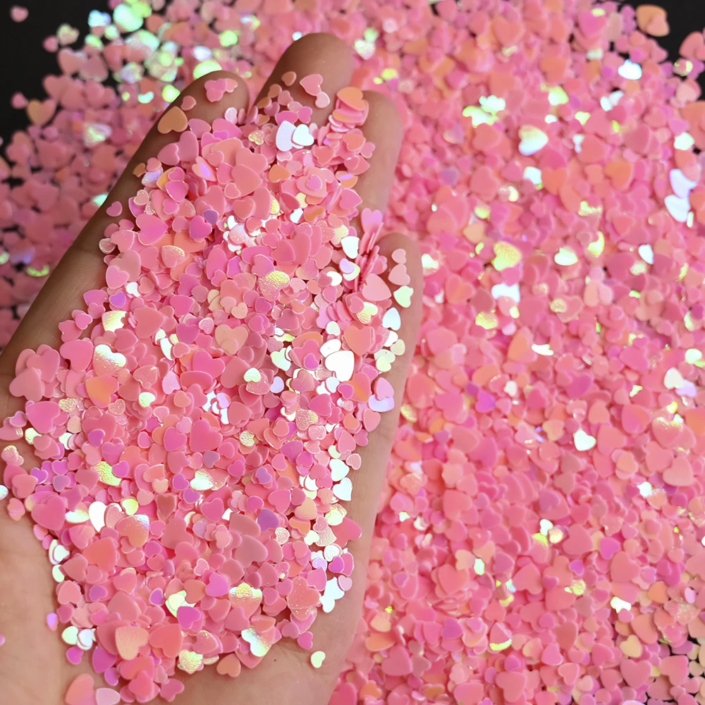 10g/1 Torebka Brokat do Paznokci w Kształcie Serca Różowy Walentynkowy Brokat w Kształcie Serca DIY Dekoracja Paznokci Błyszczący Puder