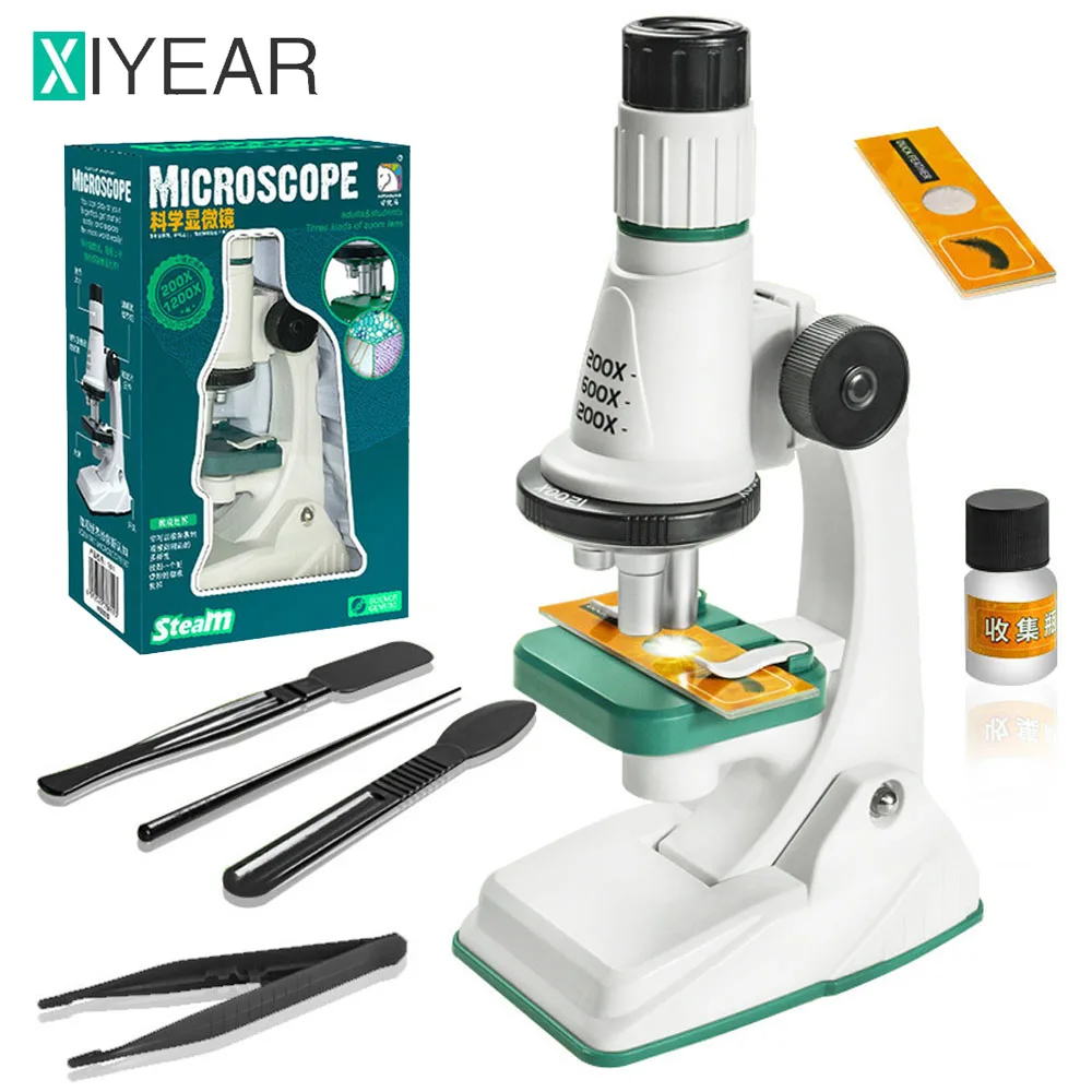 Children Science Biological 200x 600x 1200x Pocket Microscope Set Lab Handheld Monocular Optical Microscope Education Toy