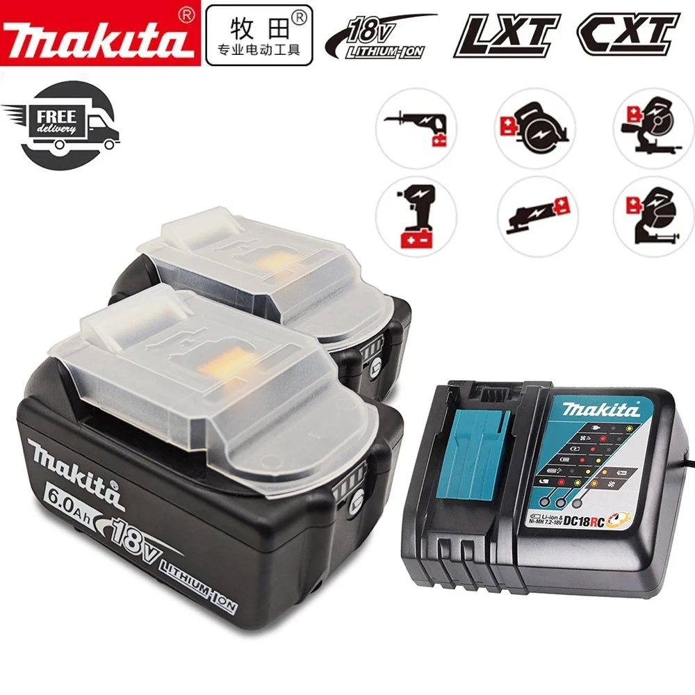 

Makita 18V 6.0Ah Battery Original BL1860 compatible Makita 18V Power tool DDF487 DTW700 Replacement Lithium-Ion battery