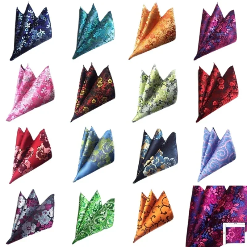 25*25cm Men's Pocket Square Hanky Korean flower Floral Hanky Wedding Party Gift Paisley Design