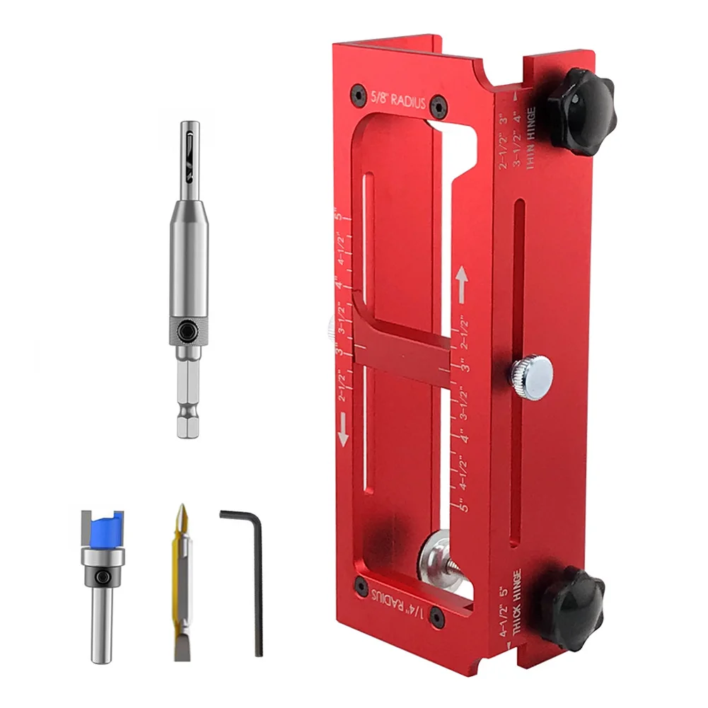 Door Hinge Locator Kit with Aluminum Alloy Guide Slots for Straight-Line Transfer of Hinge Pin Locations from Door to Frame