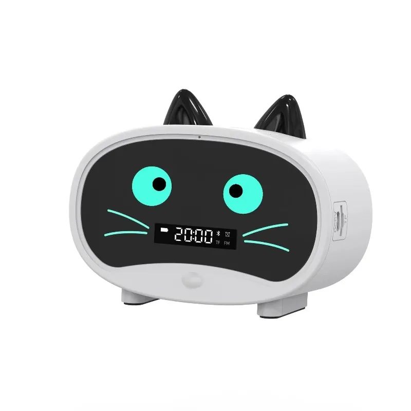 Cute Cat Shaped Bluetooth Speaker with Alarm Clock - Portable Wireless Stereo Sound Box Music Player with Subwoofer Function