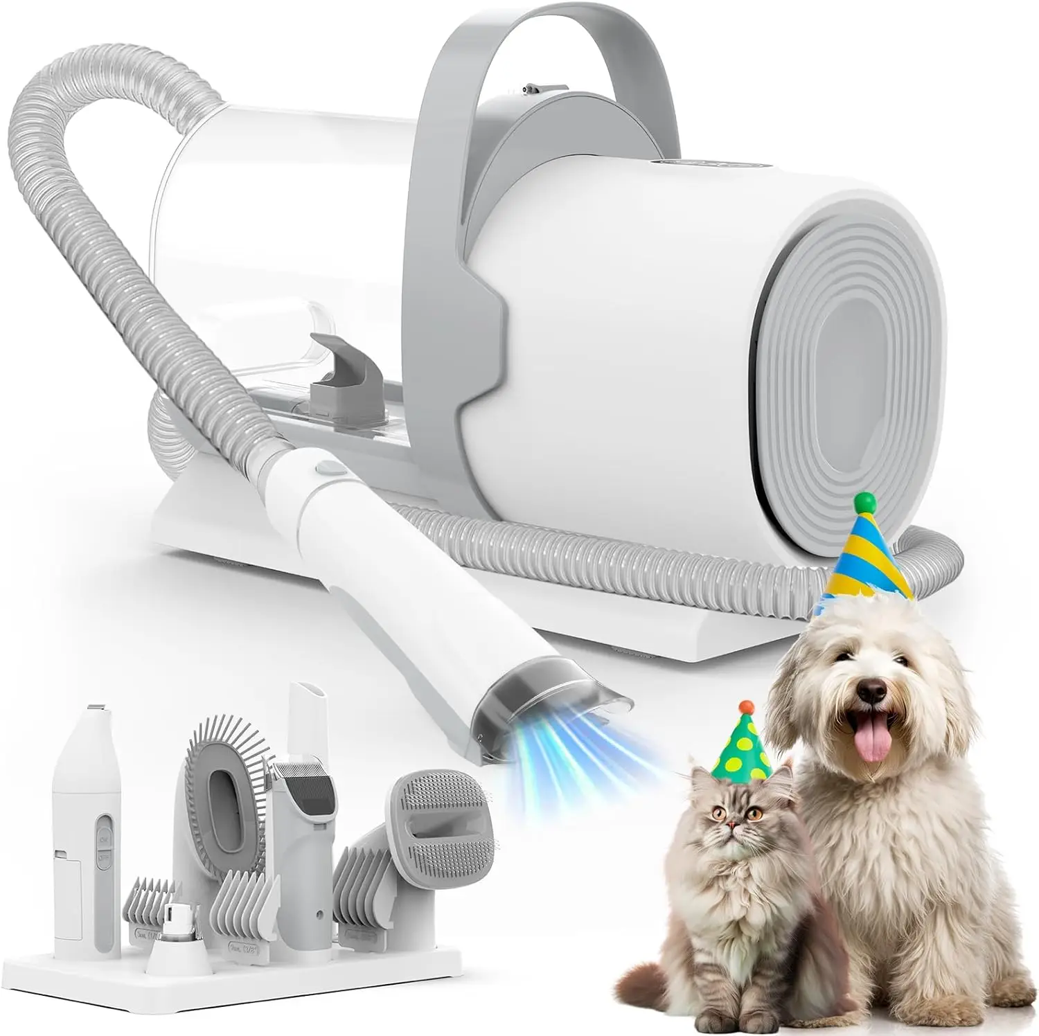 

Dog Grooming Vacuum Kit with 7 Tools, 2.5L Dust Cup, 11000Pa Suction for Pet Hair Shedding and Home Cleaning