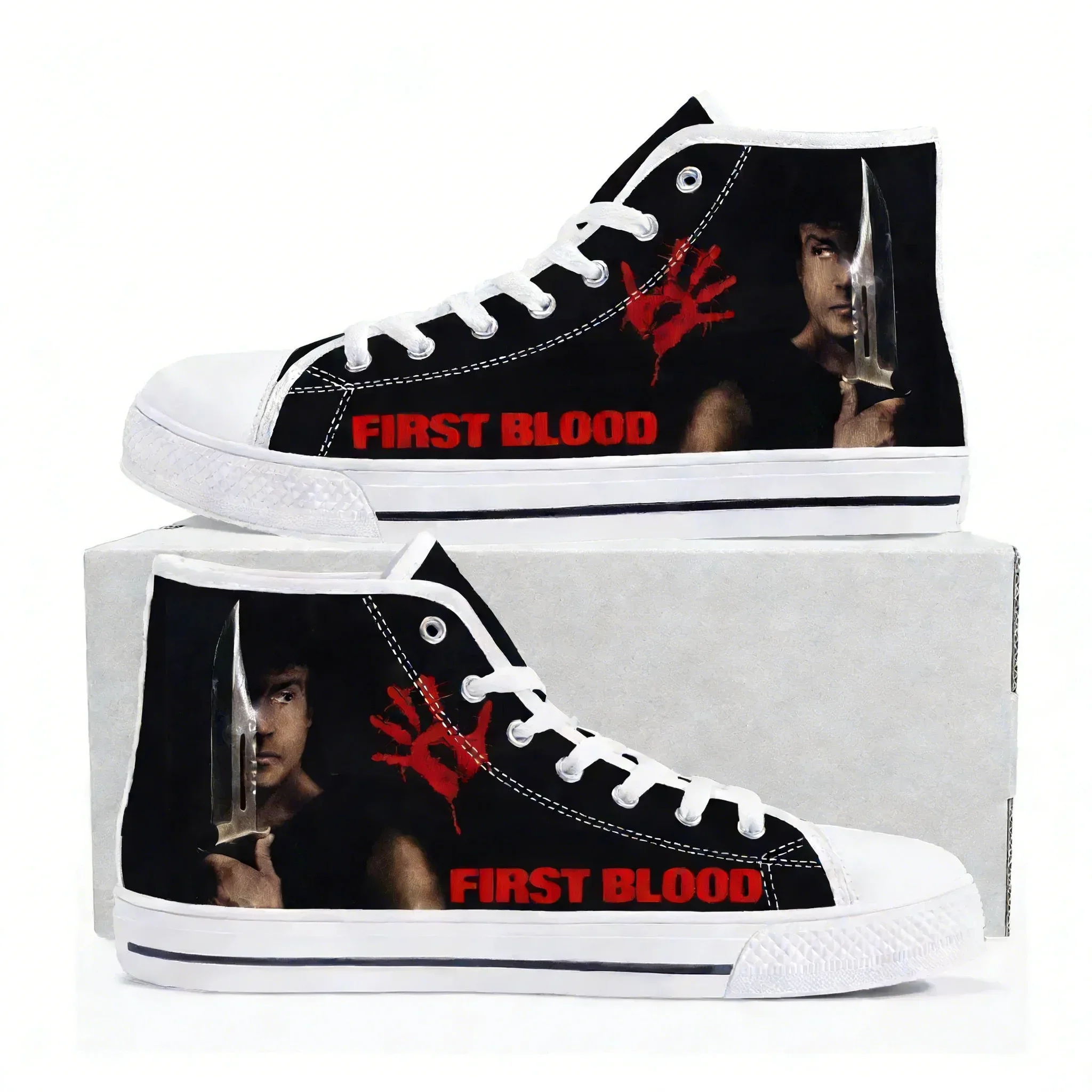 First Blood Movie High Top Sneakers pour hommes, femmes et adolescents, baskets en toile de haute qualité, chaussures décontractées sur mesure, personnalisables, DIY