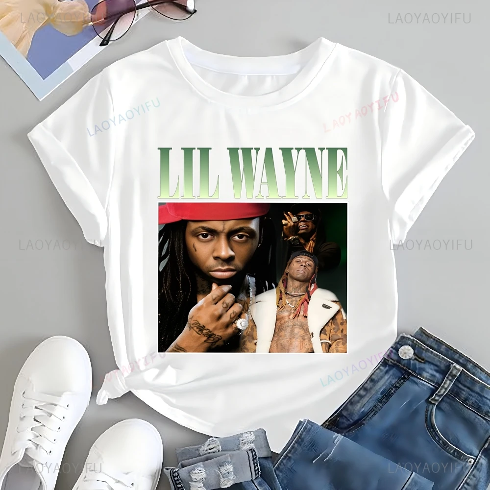 Retro Rapper LIL WAYN Loose Short Sleeve T-shirt LIL WAYN Neutral Trend Harajuku Unisex Shirt Graphic Oversized T-shirt