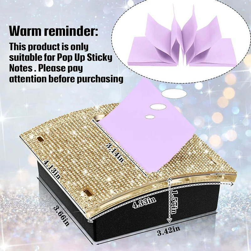 Rhinestone Self Stick Note Pad Holders 4 X 4 Inches Memo Note Holder Dispenser Sticky Note Holder Sticky Notes Dispenser