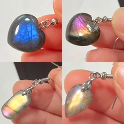 Natural Stone Irregular Shape Bead Blue Purple Labradorite Earrings