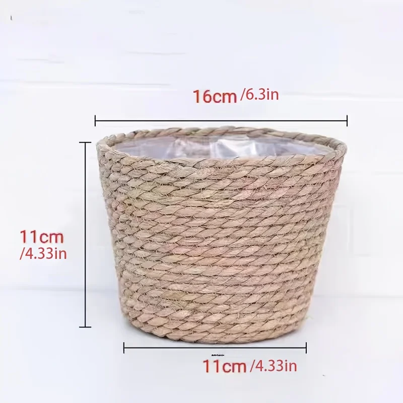 2pcs Nordic Weave Planter Basket - Large Rattan & Seagrass Indoor Outdoor Flower Pot Cover, Boho Home Decor