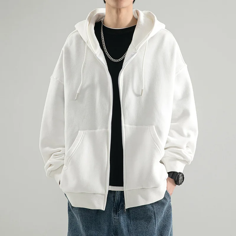 

Spring Autumn Men's Cardigan Sweatshirt Loose Casual Hoodie Top Oversized Zippered Sportswear Versatile Hooded Jacket