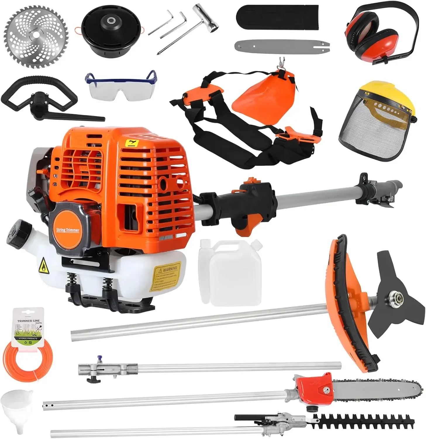 5 in 1 Multifunctionalเครื่องตัดหญ้า,52CCแก๊สWeed Trimmer,ไร้สายวัชพืชWacker,ไร้สายHedge Trimmer & หญ้าEdger,แปรง 2 จังหวะ