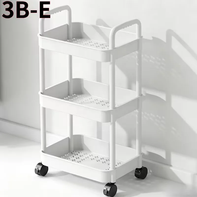 3-Tier Rolling Storage Cart with 360° Swivel Wheels, Durable Plastic Utility Trolley for Bathroom Bedroom Cosmetics Organizer