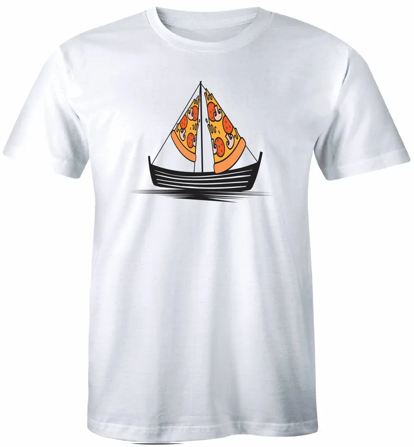 Pizza Sailboat T-Shirt Pizza Slices Funny Boat Sailing Unisex Tee High Quality 100%Cotton Short Sleeve