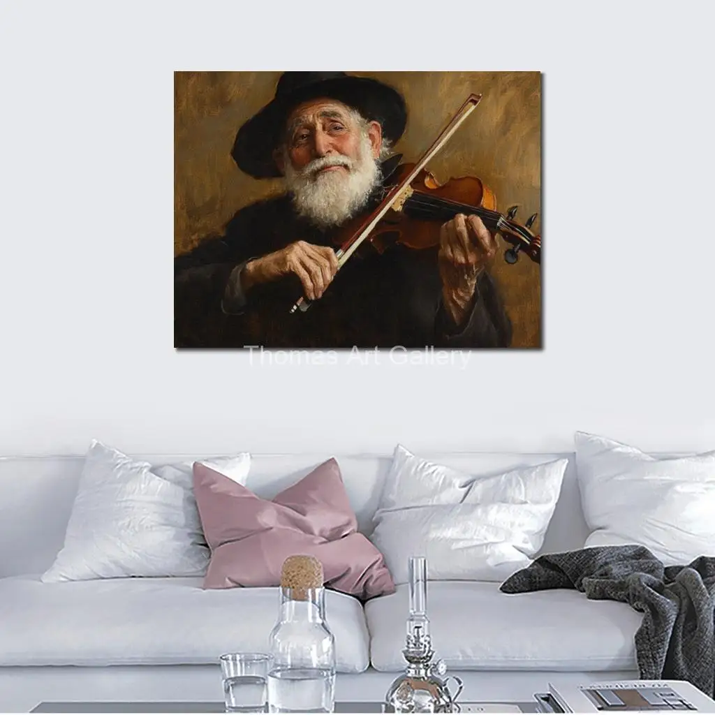 Judaica Contemporary Art Printed On Canvas Portrait Of Jewish Men Musician HD Poster Printing Hasidic Artwork Study Room Decor