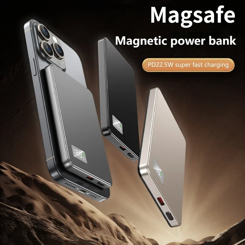 Lenovo Ultra-thin 500000mAh Mobile Power Bank For MagSafe Magnetic Wireless Fast Charge Portable LED Display For iPhone Xiaomi view 5