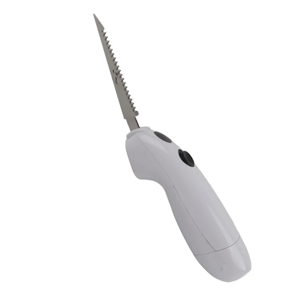 Plastic Stainless Steel Blades Electric Fillet Knife White Ergonomic Handle Cordless Kitchen Knife Battery Powered Non Slip Grip