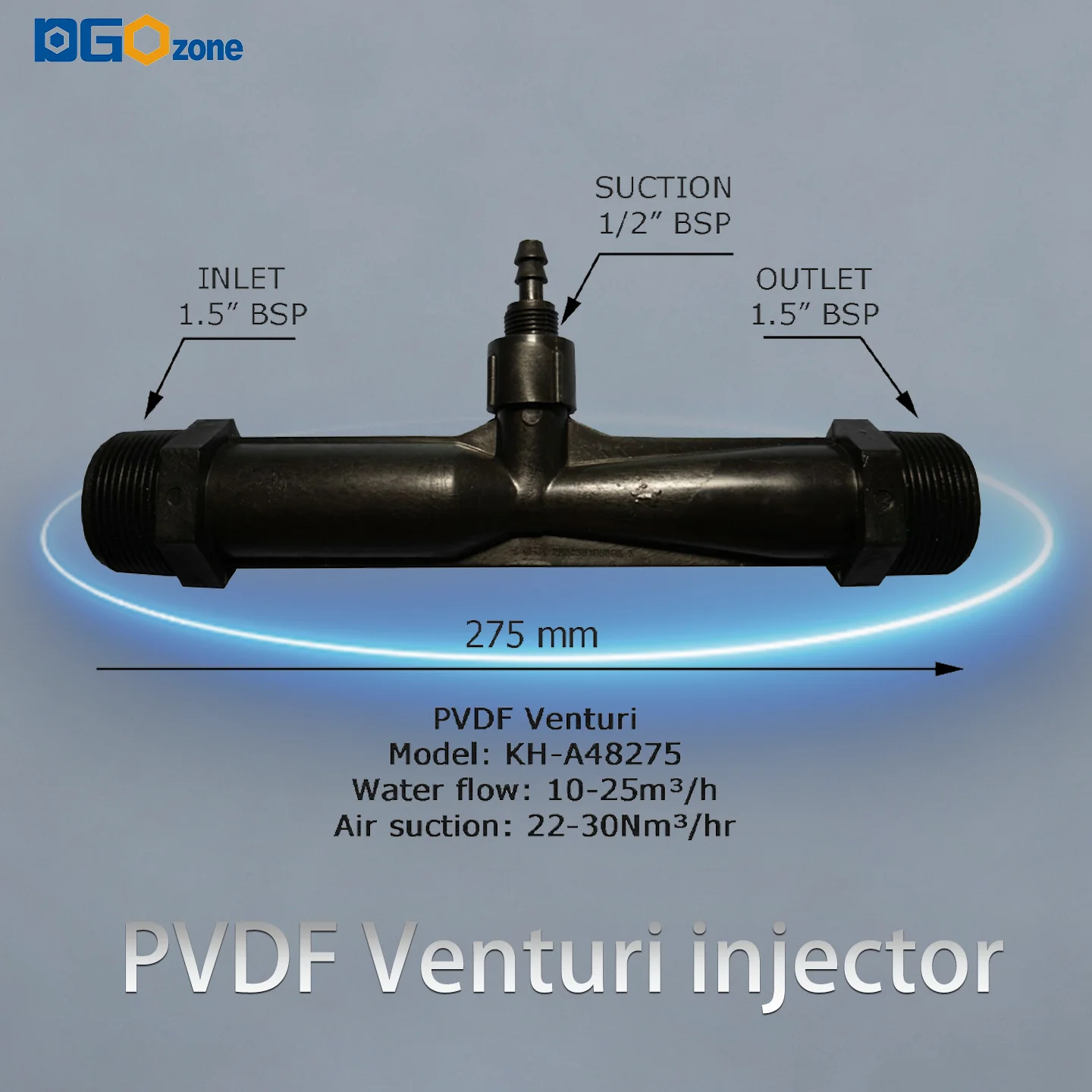 

1,5 "резьба из ПВХДФ, сельскохозяйственный ирригационный инжектор Вентури, инжектор для орошения теплицы, фитинг для орошения озона, инжектор DGOzone KHA48275