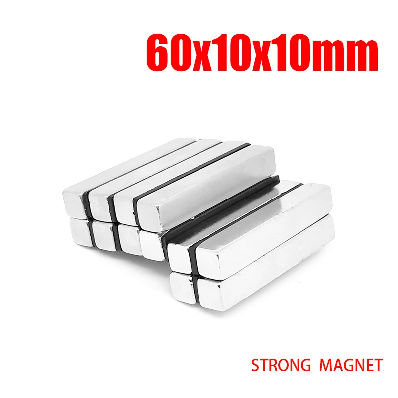 2/5/10/20PCS 60x10x10mm Neodymium Block Rectangular Magnets Super Strong N35 Permanent Square Magnet Cube Imanes Magnetic Sheet