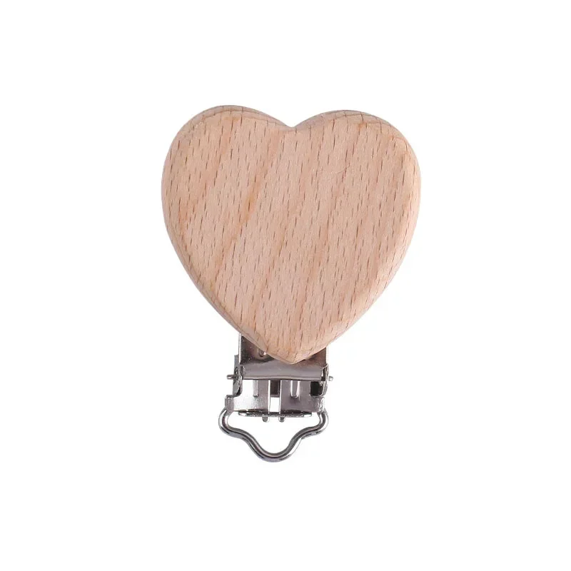 1Pcs/Lot Wood Pacifier Clips Beech Baby Nipple Dummy Holder Clip DIY Accessories Modelling Elephant Bird Bear AnimalStar Heart