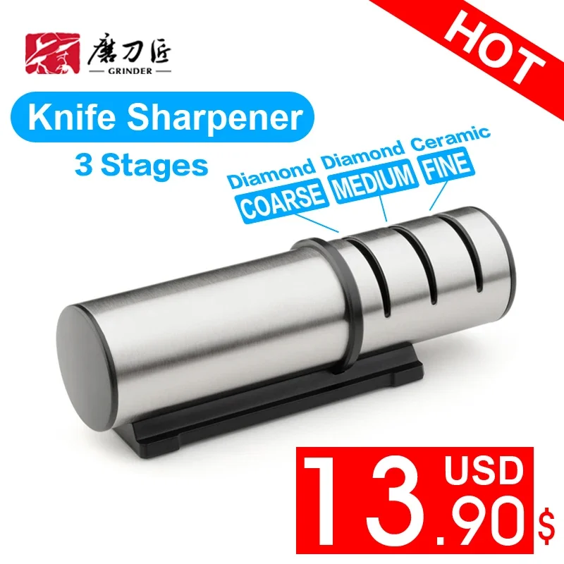 

Knife Sharpener 3 Stages Professional Kitchen Sharpening Stone Grinder knives Whetstone Tungsten Diamond Ceramic Sharpener Tool