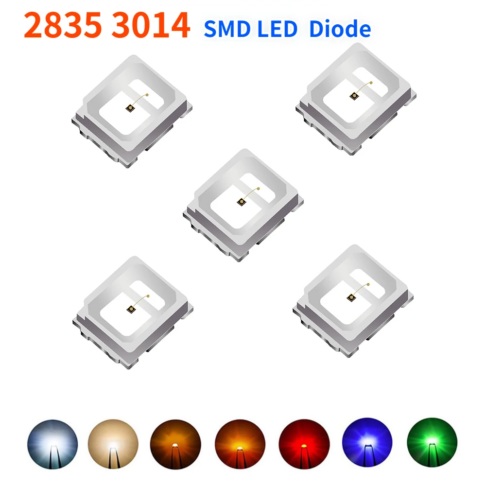 100PCS 0201/2835/3014 SMD LED White Yellow Red Light Emitting Diode Ideal for  Subminiature Electronic