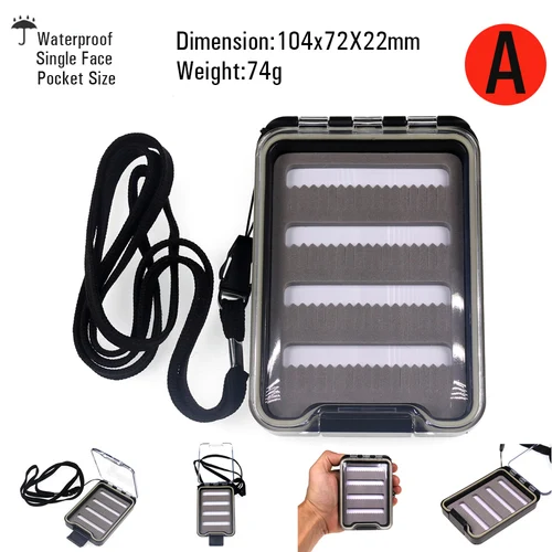 Imagen 2 del producto Vtwins 16 moscas de pesca con mosca, caja impermeable para ninfa seca y húmeda con tamaño de bolsillo, accesorio para aparejos de pesca de lubina y trucha