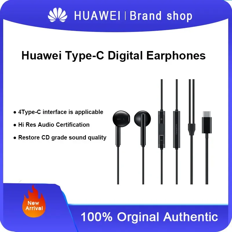 NEW Original Huawei CM33 Type-c Wired Earphone Volume Control In Ear Sports Headset With Mic For MI and Huawei