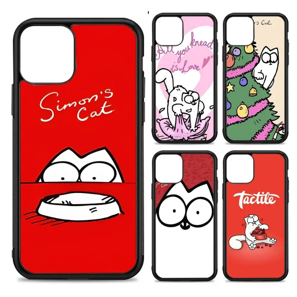 

S-Simons-Cute-Cat For IPhone 17 16 15 14 13 Pro 12 11 Pro Max Hard PC+TPU Phone Cases Back Cover