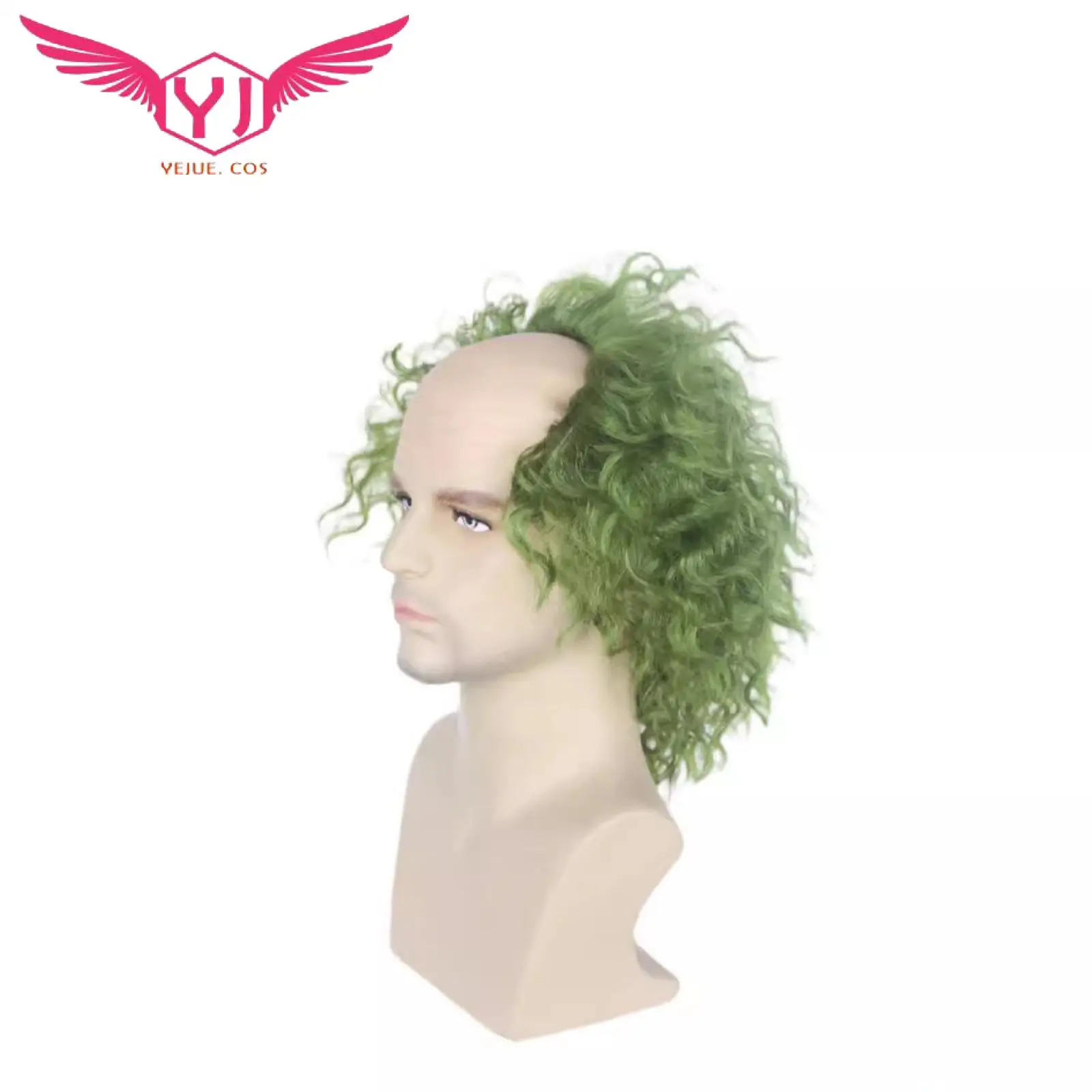 Ondulado Half Ball Peruca Cosplay para Homens e Mulheres, Receding Hairline, Palhaço Archmage, Michael, Velho, Halloween Party Props