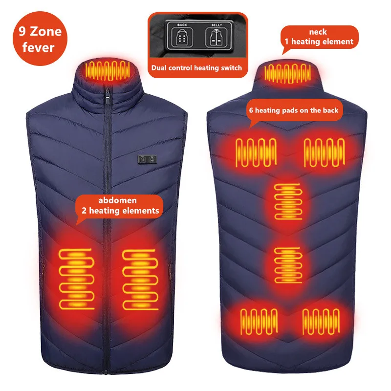 Neue Männer Casual Stehkragen Im Freien Warme Elektrische Weste Winter Usb Port Intelligente Heizung Ärmellose Mantel (Keine Power Bank) – Detail 13