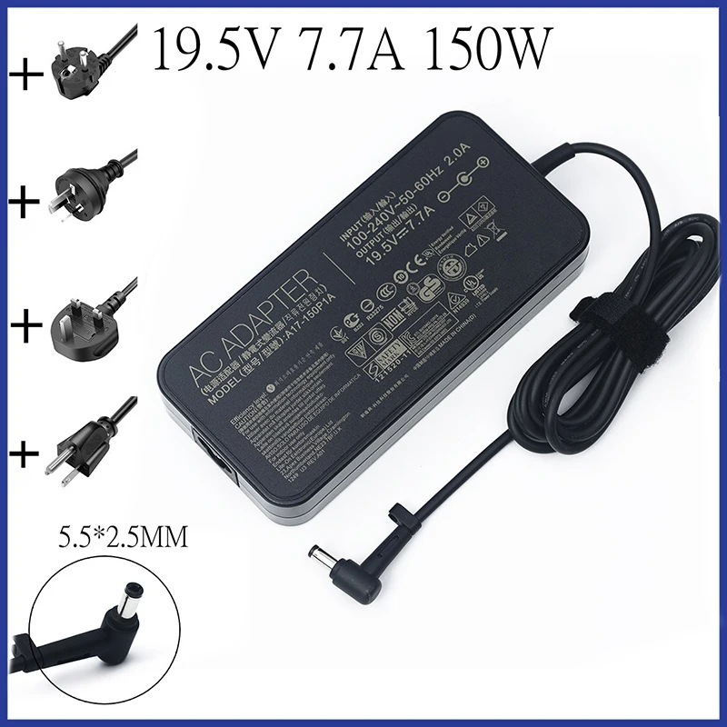 19.5V 7.7A A17-150P1A 5.5x2.5mm AC Adapter Laptop Charger For Asus TUF Gaming FX504  ROG G73GX GL503G G72GX G53J G75VX G75VW