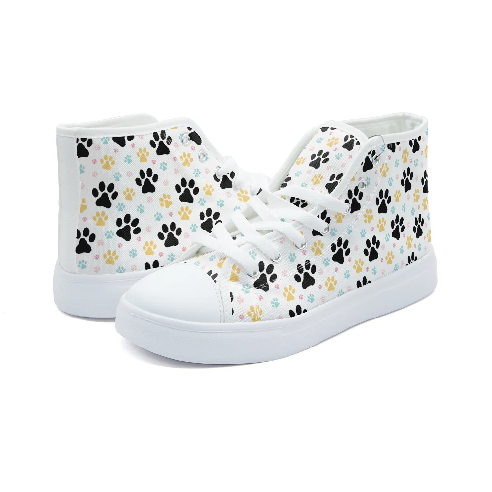 

Classic high top canvas shoes with dog paw print design high quality casual sneakers fashionable and youthful shoes