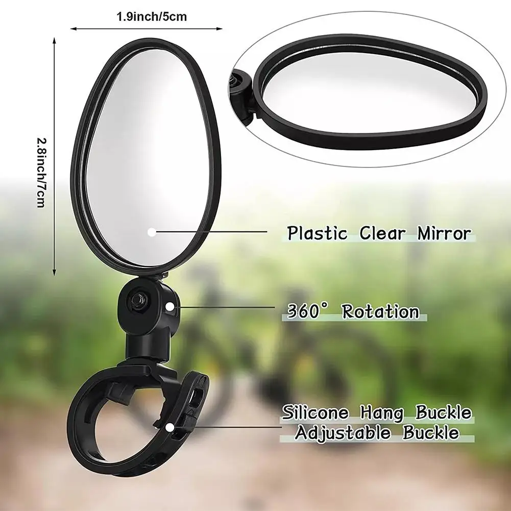 2PC Bike Mirror 360 Degree Adjustable Rotatable Handlebar Mirror Wide Bycicle Accessories Cycling Rear View Mirror Accesorios