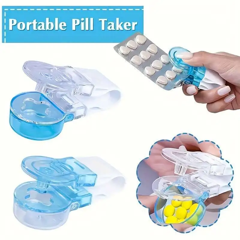 صندوق حبوب مدمج متعدد الوظائف مكون من 3 قطع - آلية توزيع أوتوماتيكية، مقبض مريح، قفل أمان | ,