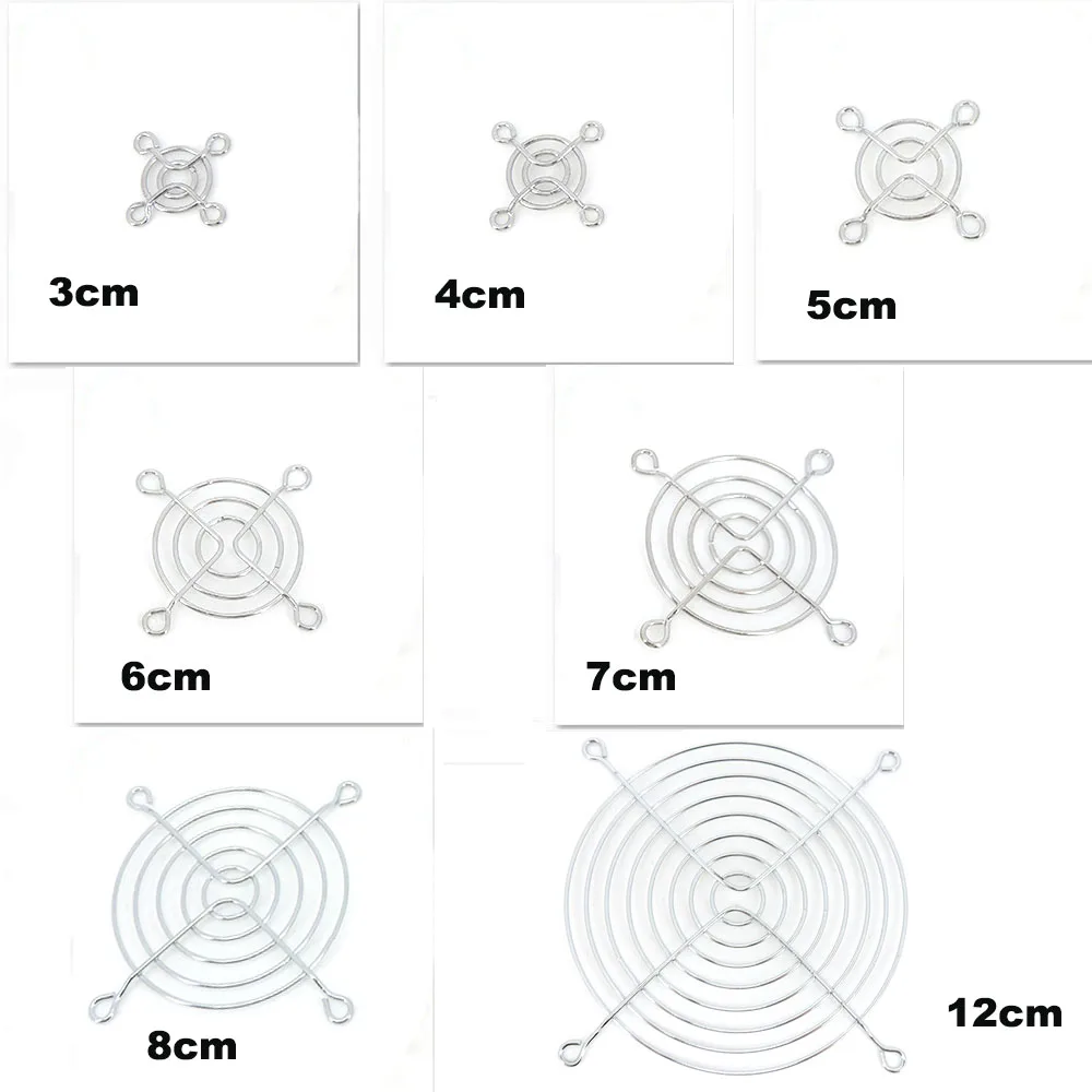 冷却ファン,金属カバー,コンピューター用,グリルカバー,30mm, 40mm, 50mm, 60mm, 70mm, 80mm, 120mm, 90mm, 2個