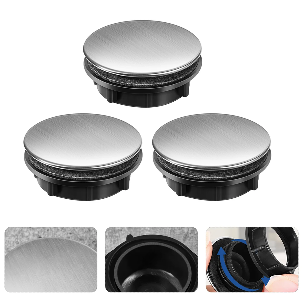 

3 Pcs Sink Hole Cover Faucet Sealing Caps Stainless Steel Kitchen Washbasin Tap Covers Prevent Leaking Keep Clean Tidy Home